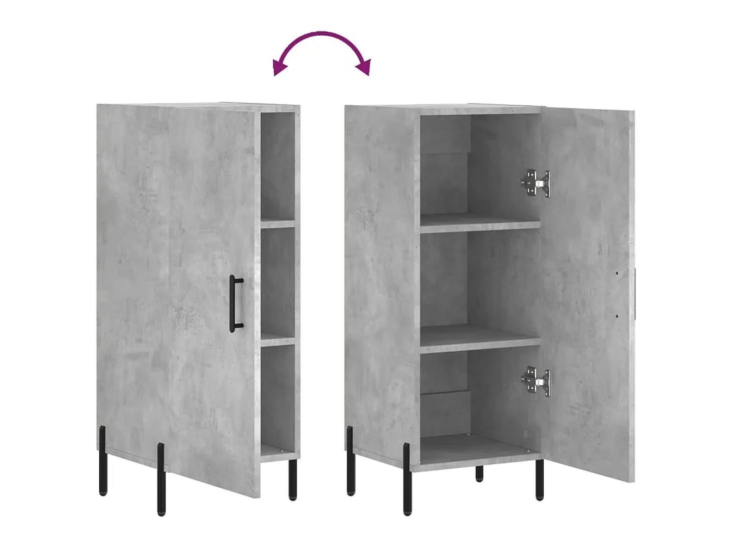 Aparador buffet cómoda mueble mueble de almacenaje organizador cocina salón salón 34,5 x 34 x 90 cm madera contrachapada gris 02_0031911