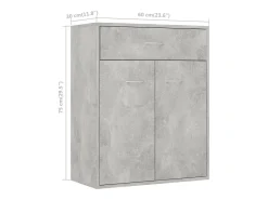Aparador buffet cómoda mueble mueble de almacenaje organizador cocina salón salón 60 x 30 x 75 cm madera contrachapada gris 02_0031959