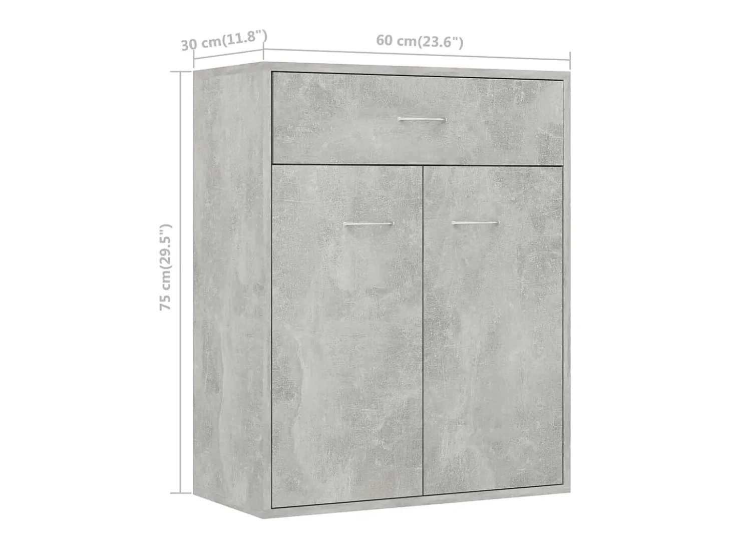 Aparador buffet cómoda mueble mueble de almacenaje organizador cocina salón salón 60 x 30 x 75 cm madera contrachapada gris 02_0031959
