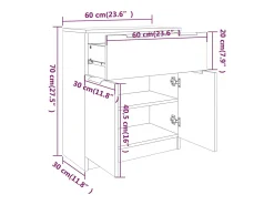 Aparador buffet cómoda mueble mueble de almacenamiento organizador cocina salón salón 60 x 30 x 70 cm madera contrachapada gris 02_0031953