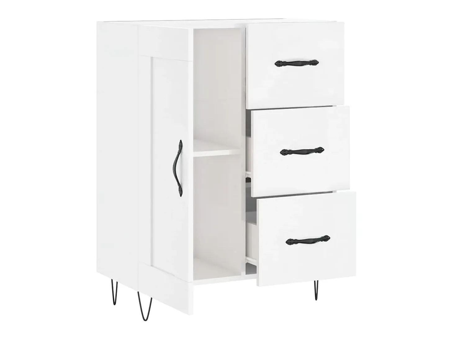 Aparador buffet cómoda mueble mueble de almacenaje organizador cocina salón brillante 69,5 x 34 x 90 cm madera contrachapada blanco 02_0030693