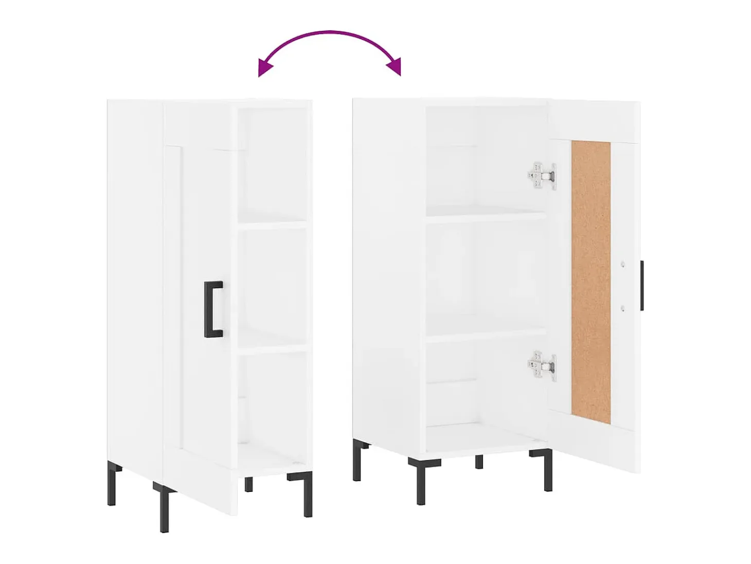 Aparador buffet cómoda mueble mueble de almacenamiento organizador cocina salón salón 34,5 x 34 x 90 cm madera contrachapada blanco 02_0030281