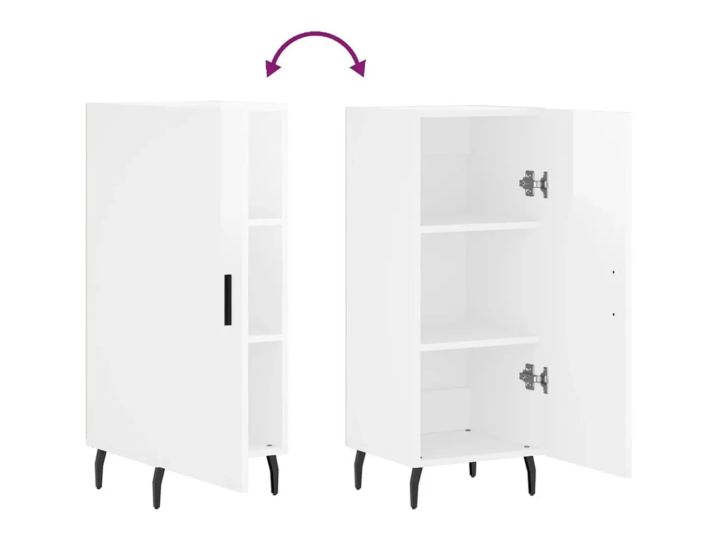 Aparador buffet cómoda mueble mueble de almacenaje organizador cocina salón brillante 34,5 x 34 x 90 cm madera contrachapada blanco 02_0030621