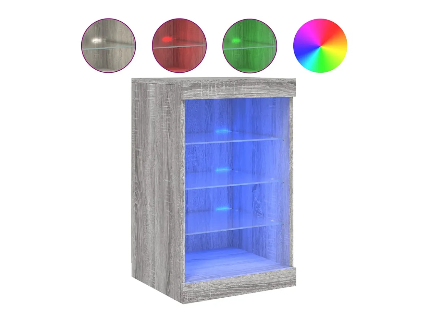 Aparador buffet cómoda mueble almacenaje organizador cocina salón salón con luces LED Sonoma 41 x 37 x 67 cm gris 02_0030075