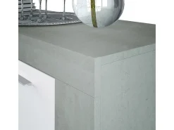 Aparador Buffet Moderno con 3 Puertas en Melamina con Acabado en Color Blanco Artik y Gris Cemento - Dim: 144 cm (Ancho) x 80 cm (Alto) x 42 cm (Fondo)