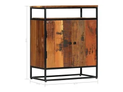 Aparador buffet mueble consola mueble de almacenamiento lateral 76 cm madera maciza recuperada y acero 4402059