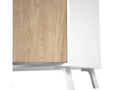 Aparador, Buffet, Salón Comedor 3 Puertas, Armario Auxiliar Color Blanco y Roble, Medidas: 140x87x40 Cm
