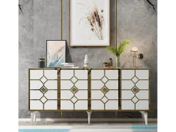 Aparador Cagla Blanco dorado150x79x40 cm