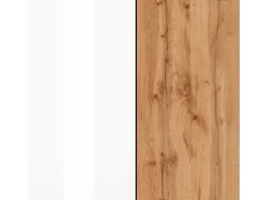 Aparador Chronos con 4 puertas en blanco brillo y roble 140x40x130 cm