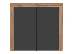 Aparador Chronos con 4 puertas, color antracita mate y roble, 140 x 40 x 130 cm