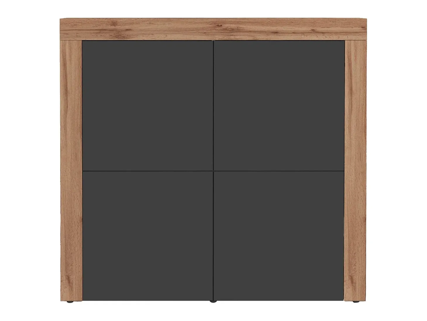 Aparador Chronos con 4 puertas, color antracita mate y roble, 140 x 40 x 130 cm