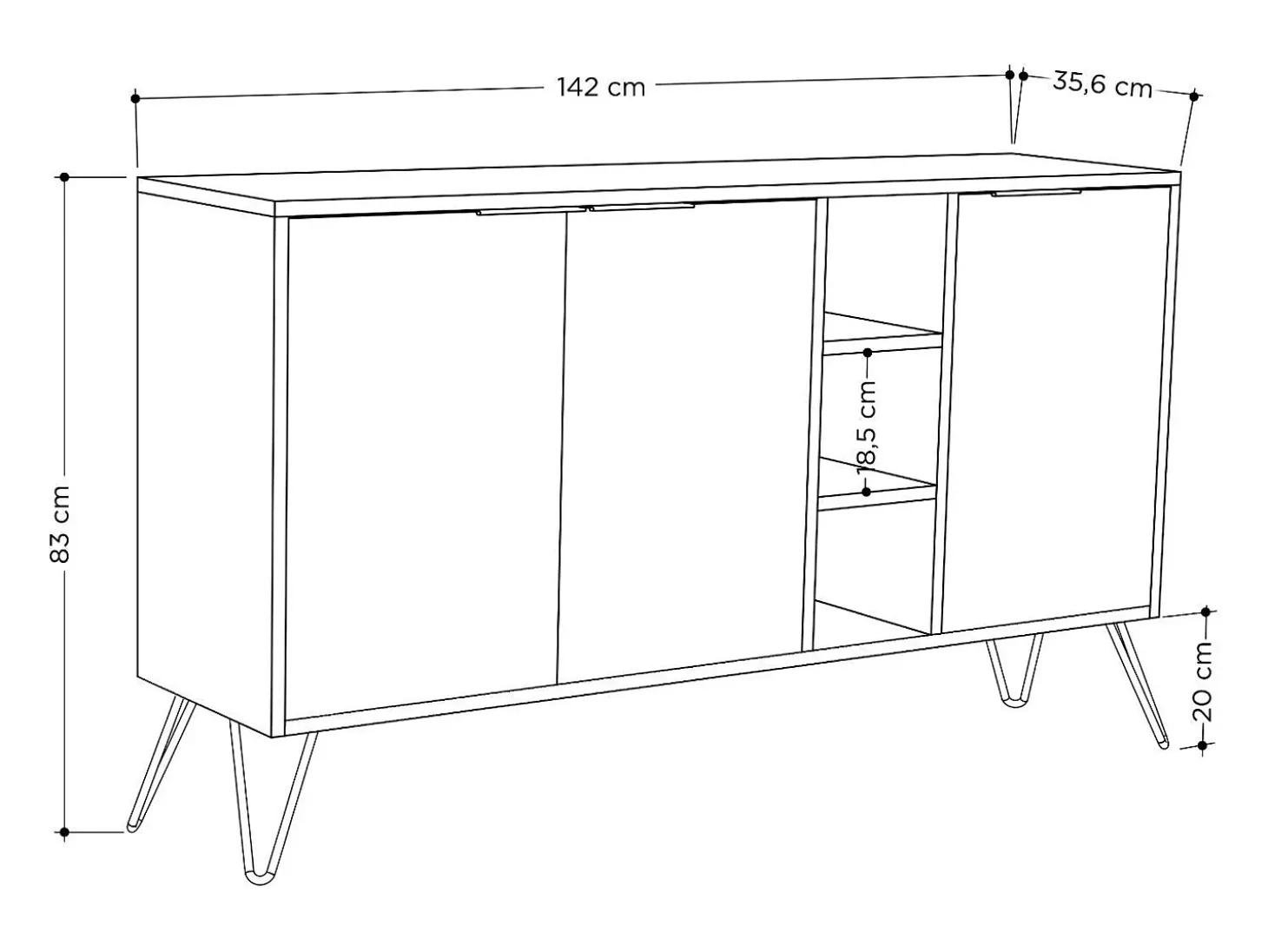 Aparador Clara blanco 142x35.6x83 cm