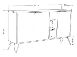 Aparador Clara Console antracita color roble 142x35.6x83 cm