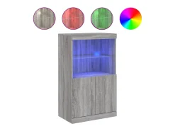 Aparador cómoda armario mueble organizador cocina salón salón con luces LED sonoma 60,5 x 37 x 100 cm gris 02_0030078