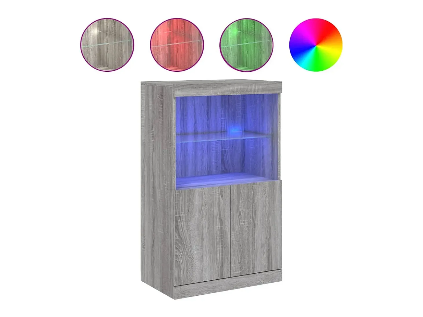 Aparador cómoda armario mueble organizador cocina salón salón con luces LED sonoma 60,5 x 37 x 100 cm gris 02_0030078