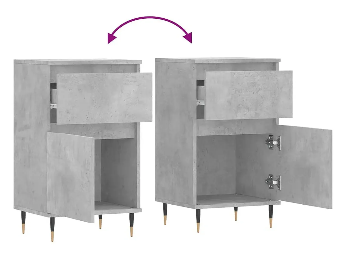 Aparador cómoda armario mueble organizador cocina salón salón juego de 2 40 x 35 x 70 cm madera contrachapada gris 02_0036846