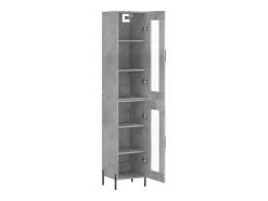 Aparador cómoda armario mueble organizador cocina salón salón alto 34,5 x 34 x 180 cm madera contrachapada gris 02_0034418