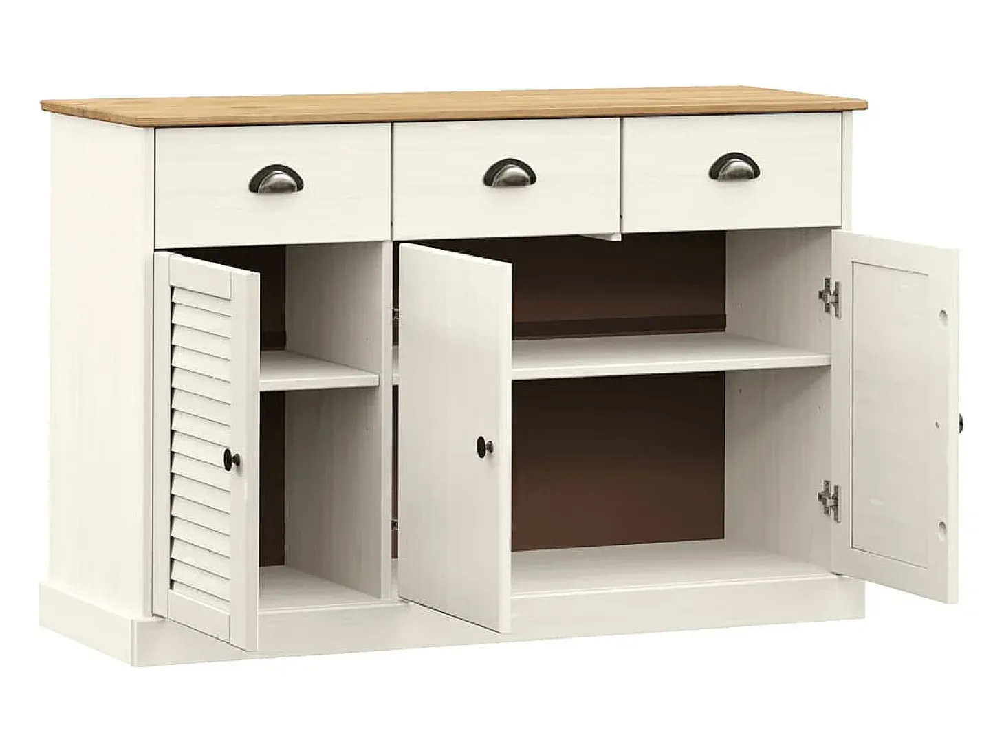 Aparador cómoda armario mueble organizador cocina salón salón con cajones 113 x 40 x 75 cm madera maciza de pino blanco 02_0030132