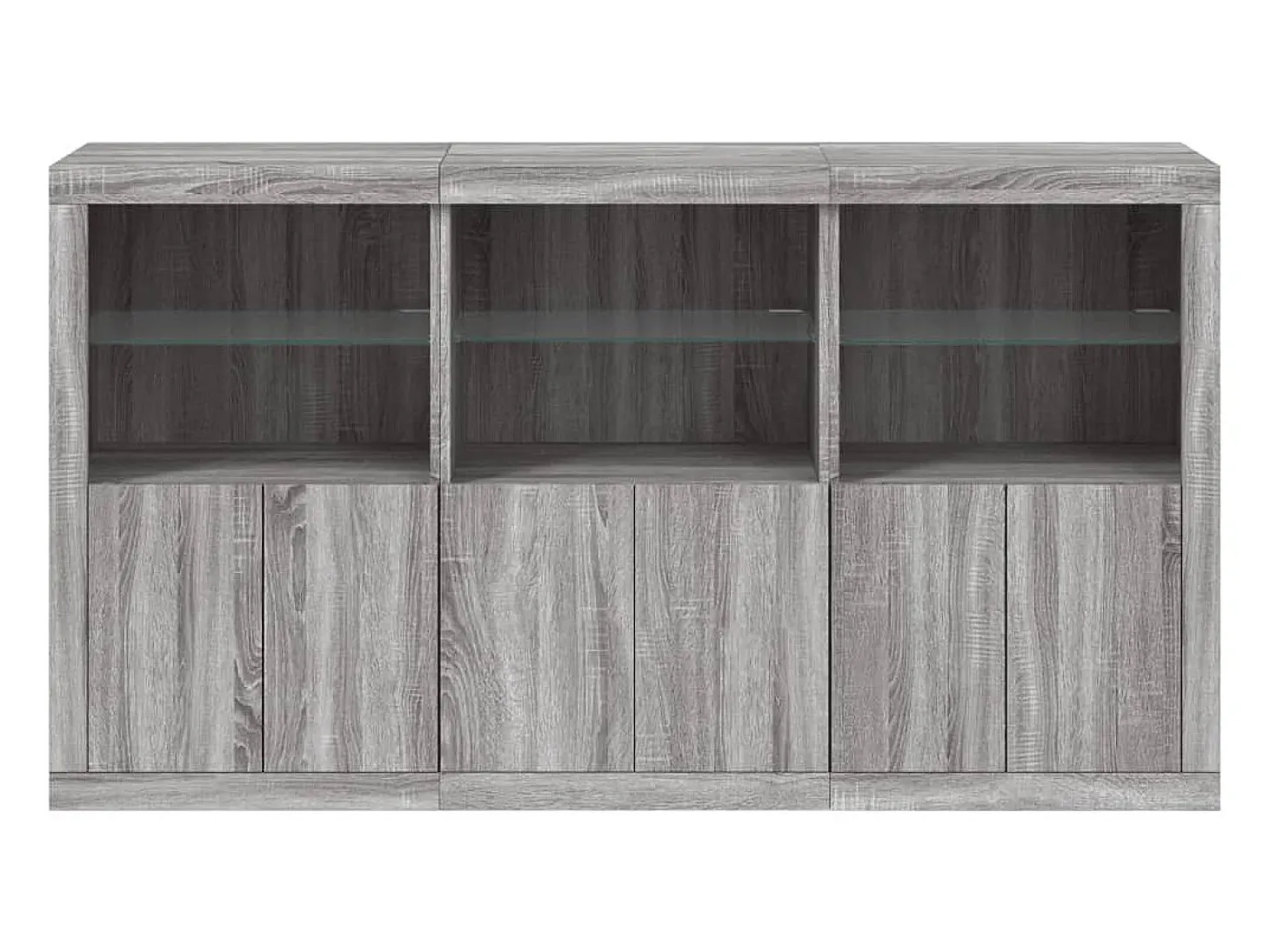 Aparador cómoda armario mueble organizador cocina salón salón con luces LED sonoma 181,5 x 37 x 100 cm gris 02_0030062