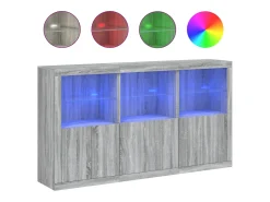 Aparador cómoda armario mueble organizador cocina salón salón con luces LED sonoma 181,5 x 37 x 100 cm gris 02_0030062