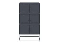 Aparador cómoda armario mueble organizador cocina salón salón 68,5 x 38,5 x 123,5 cm acero antracita 02_0029703