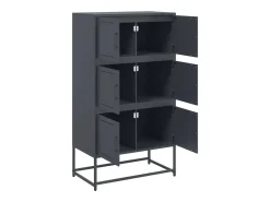 Aparador cómoda armario mueble organizador cocina salón salón 68,5 x 38,5 x 123,5 cm acero antracita 02_0029703