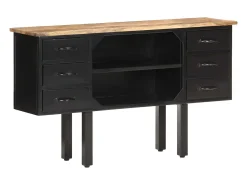 Aparador cómoda armario mueble organizador cocina salón salón 110 x 30 x 65 cm madera maciza de mango en bruto y acero marrón 02_0029509