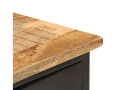 Aparador cómoda armario mueble organizador cocina salón salón 110 x 30 x 65 cm madera maciza de mango en bruto y acero marrón 02_0029509