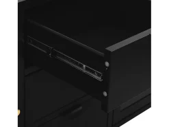 Aparador cómoda armario unidad de almacenamiento organizador cocina salón salón 105 x 35 x 70 cm acero y vidrio templado negro 02_0035836