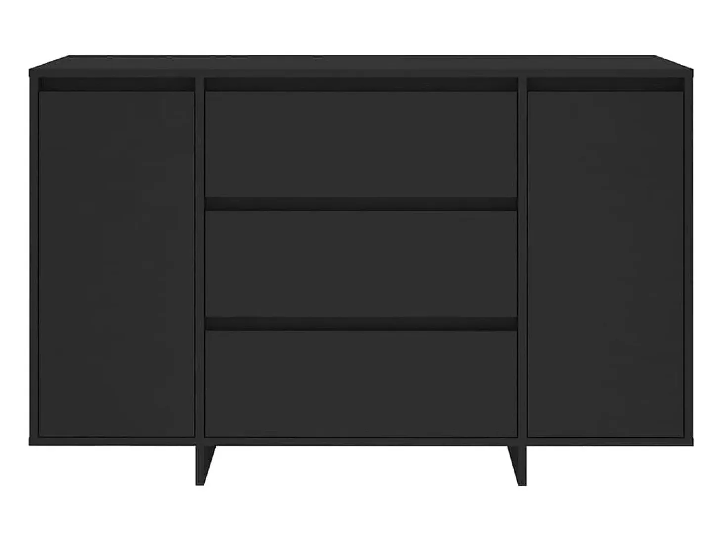 Aparador Cómoda Armario Unidad de Almacenamiento Organizador Cocina Salón Salón con 3 Cajones 120 x 41 x 75 cm Negro Madera Contrachapada 02_0029743