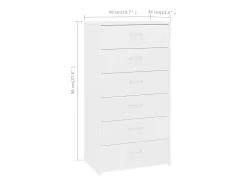 Aparador Cómoda Armario Unidad de Almacenamiento Organizador Cocina Salón Salón con 6 Cajones 50 x 34 x 96 cm Blanco Madera Contrachapada 02_0029756