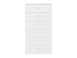 Aparador Cómoda Armario Unidad de Almacenamiento Organizador Cocina Salón Salón con 6 Cajones 50 x 34 x 96 cm Blanco Madera Contrachapada 02_0029756