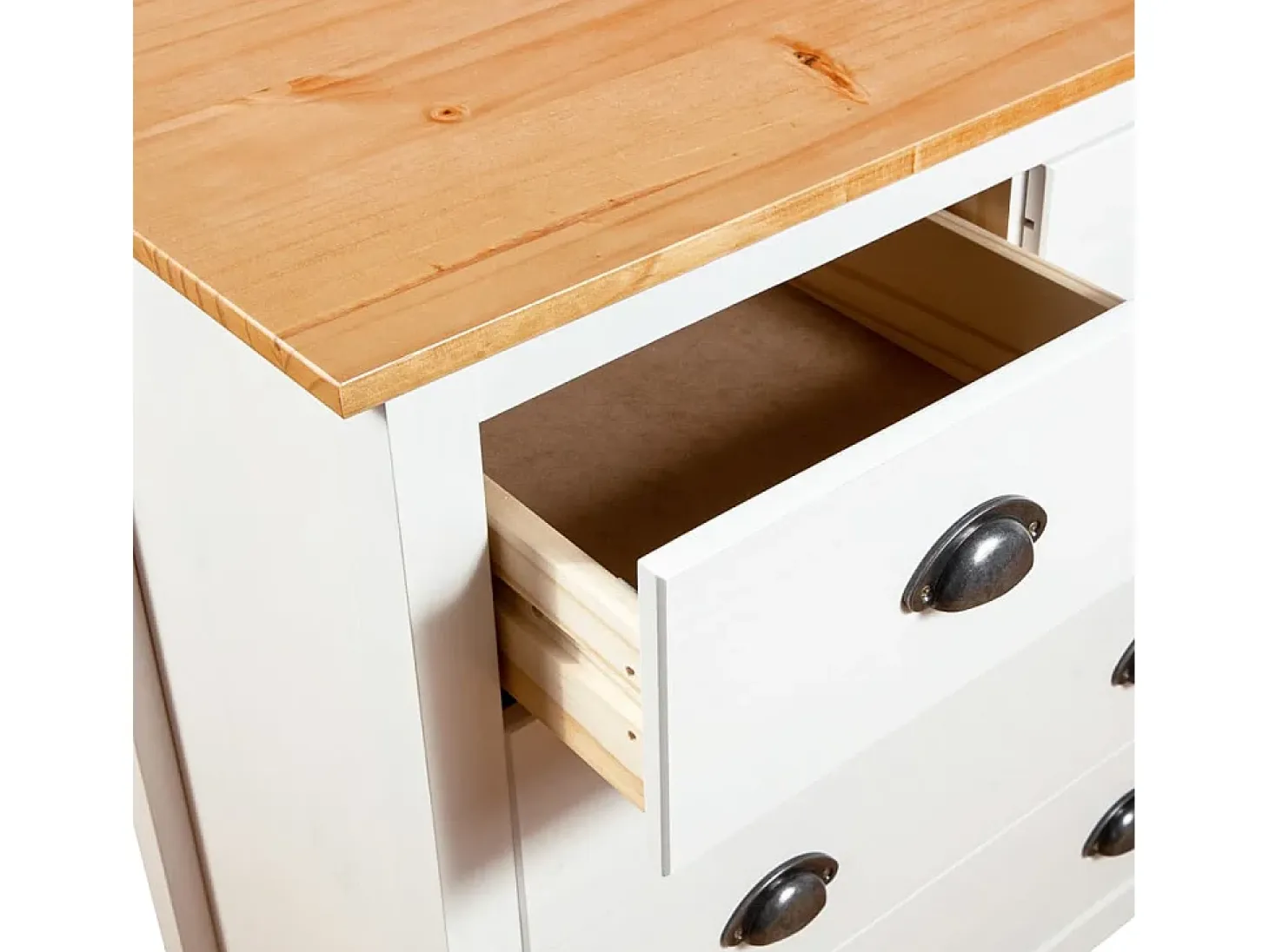 Aparador Cómoda Cómoda Armario Unidad de Almacenamiento Organizador Cocina Salón Hill 79 x 40 x 80 cm Madera Maciza de Pino Blanco 02_0035670