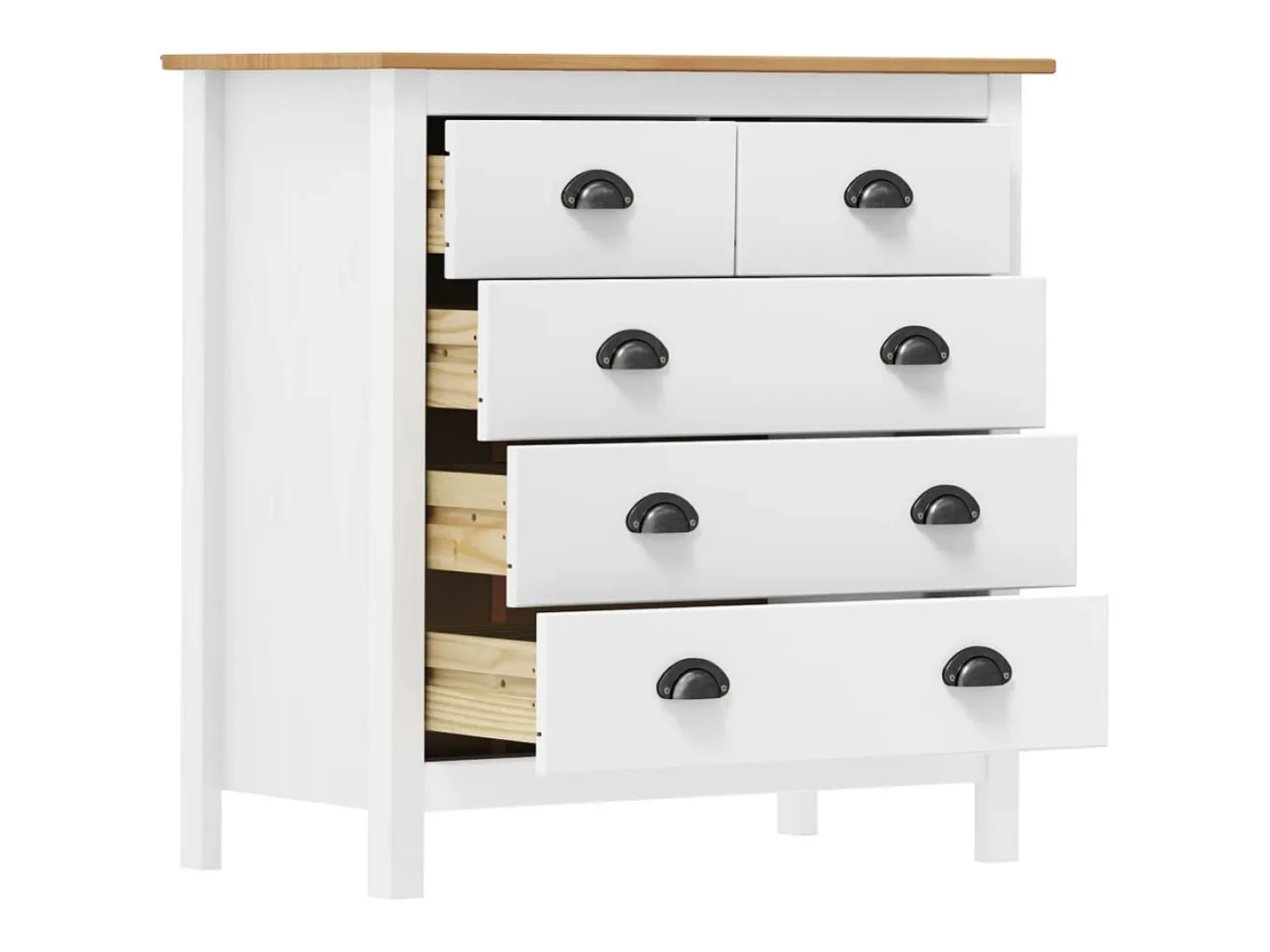 Aparador Cómoda Cómoda Armario Unidad de Almacenamiento Organizador Cocina Salón Hill 79 x 40 x 80 cm Madera Maciza de Pino Blanco 02_0035670