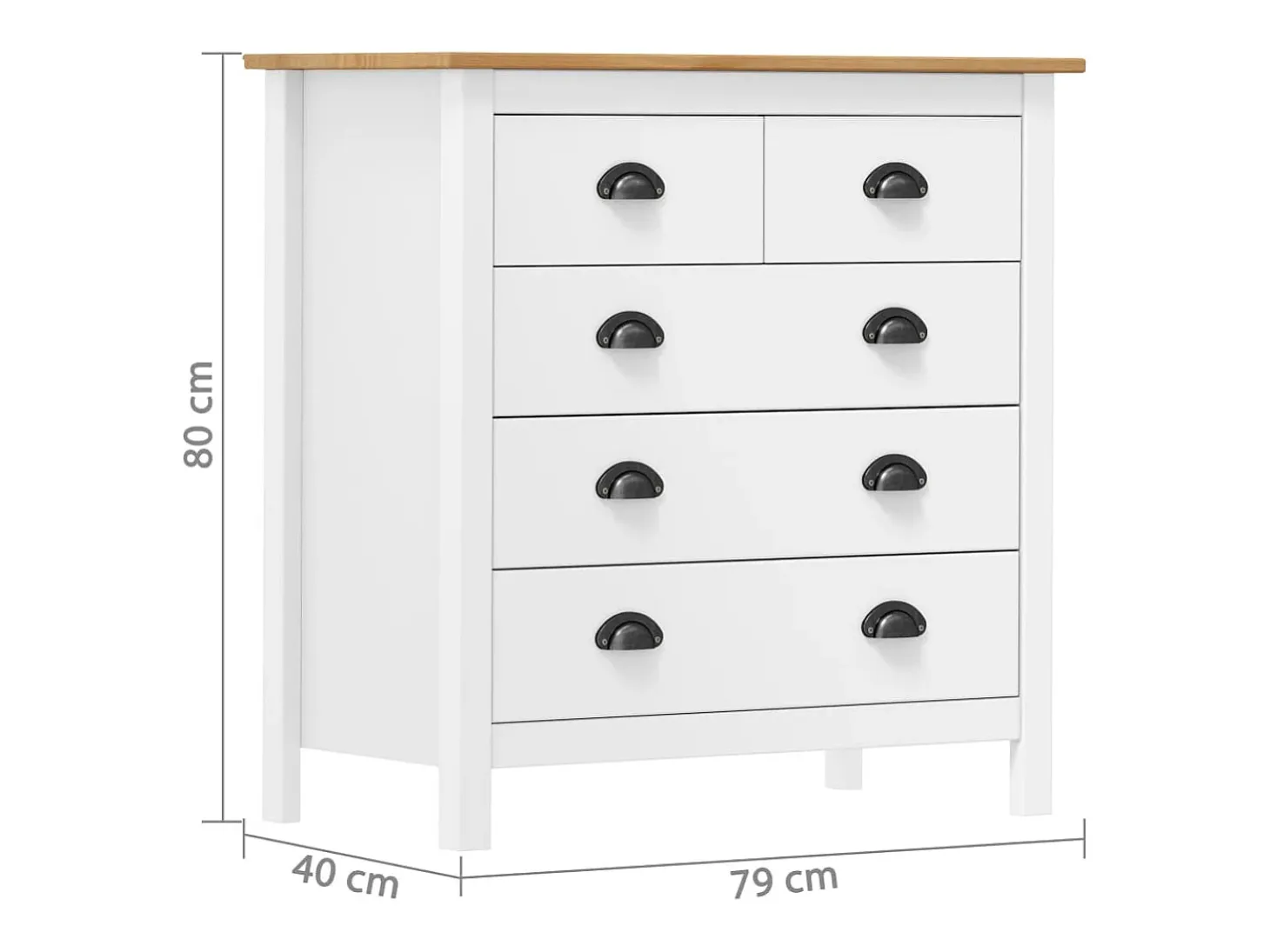 Aparador Cómoda Cómoda Armario Unidad de Almacenamiento Organizador Cocina Salón Hill 79 x 40 x 80 cm Madera Maciza de Pino Blanco 02_0035670