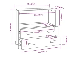Aparador cómoda cómoda armario mueble organizador cocina salón salón 85 x 35 x 80 cm madera maciza de pino marrón 02_0032180