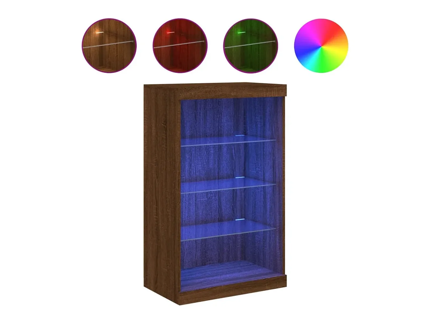 Aparador cómoda cómoda armario mueble organizador cocina salón salón con luces LED 60,5 x 37 x 100 cm marrón 02_0029925