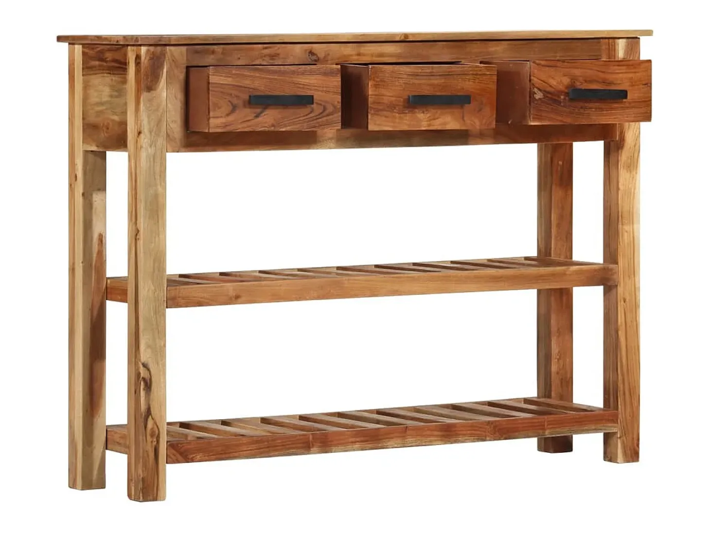Aparador cómoda cómoda armario mueble organizador cocina salón salón con 3 cajones 110 x 30 x 80 cm madera maciza de acacia marrón 02_0029735