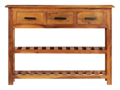Aparador cómoda cómoda armario mueble organizador cocina salón salón con 3 cajones 110 x 30 x 80 cm madera maciza de acacia marrón 02_0029735