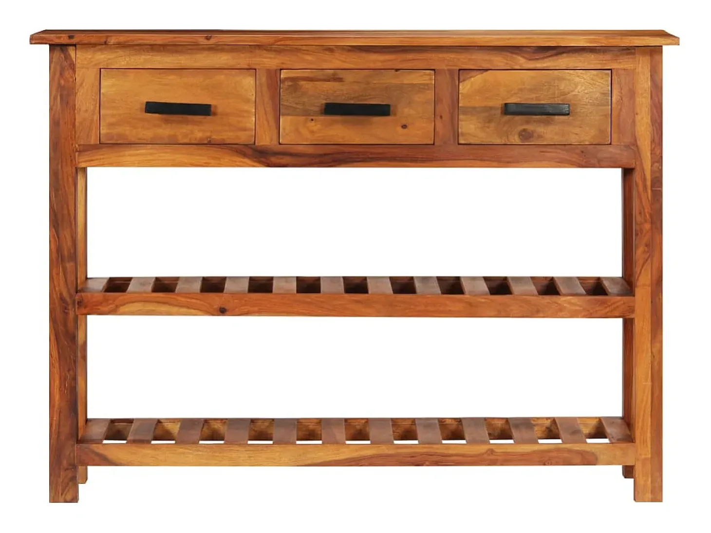 Aparador cómoda cómoda armario mueble organizador cocina salón salón con 3 cajones 110 x 30 x 80 cm madera maciza de acacia marrón 02_0029735