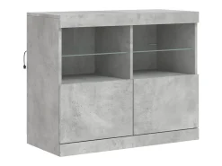 Aparador Cómoda Cómoda Armario Unidad de Almacenamiento Organizador Cocina Salón Salón con Luces LED 163 x 37 x 67 cm Gris 02_0029983
