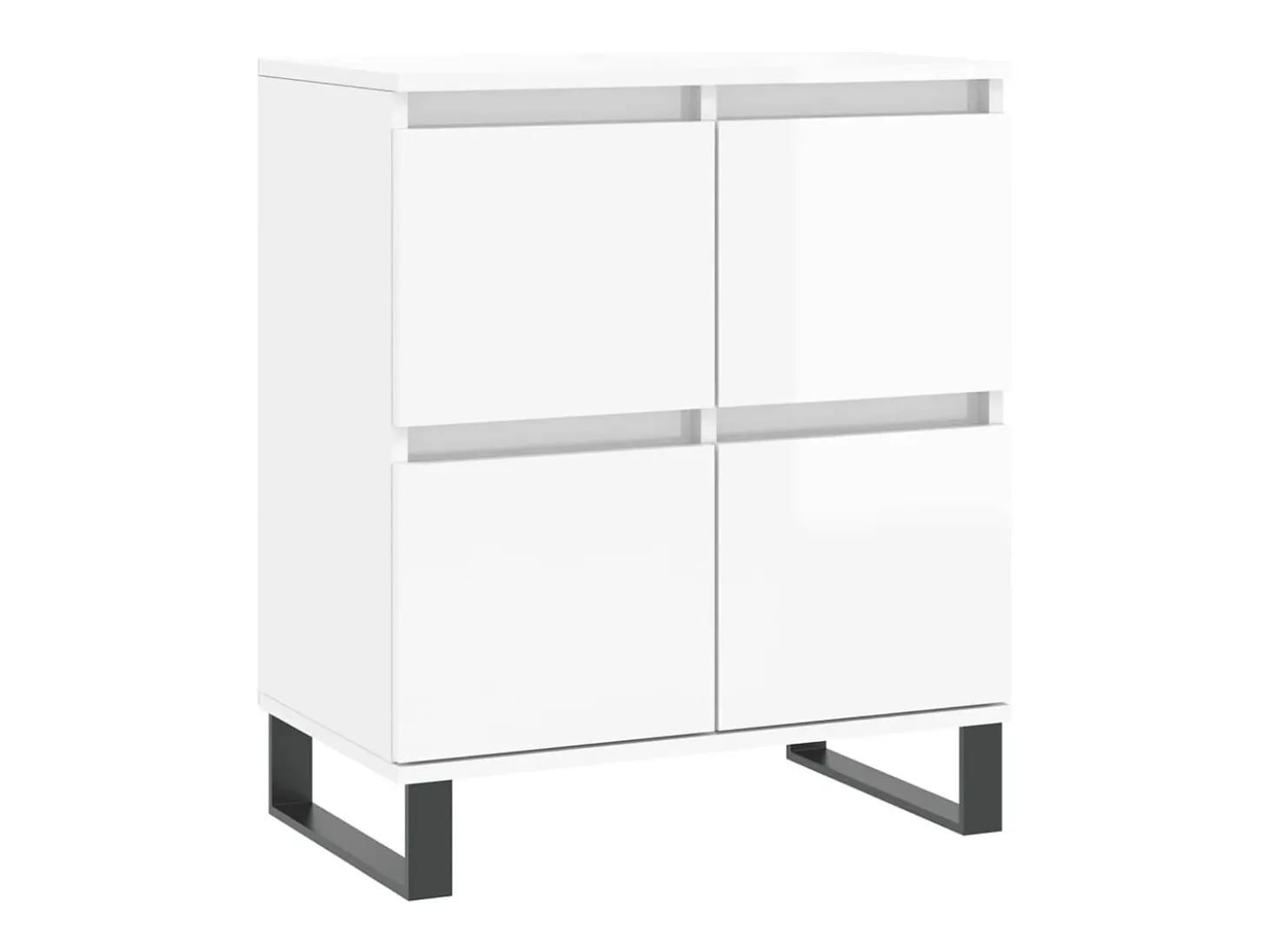 Aparador cómoda cómoda armario mueble organizador cocina salón salón juego de 2 madera contrachapada blanco brillante 02_0036714