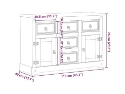 Aparador cómoda cómoda armario mueble organizador cocina salón Corona 115 x 40 x 76 cm madera maciza de pino 02_0031744