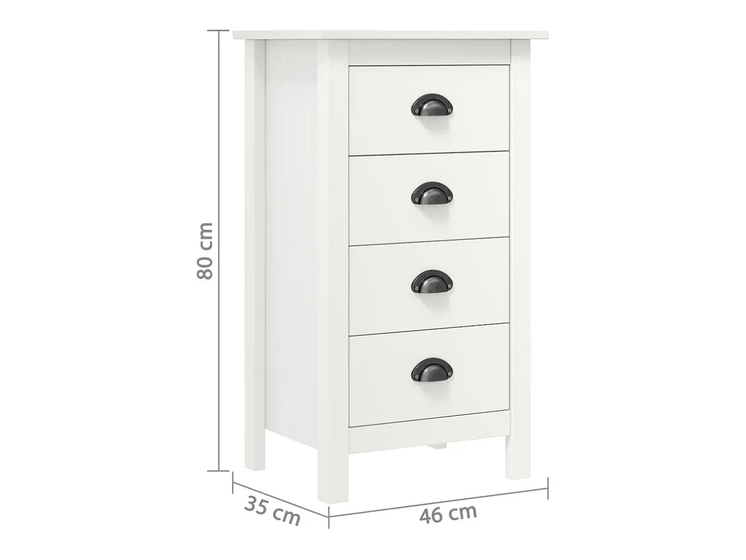 Aparador cómoda cómoda armario mueble organizador cocina salón salón Hill 46 x 35 x 80 cm madera maciza de pino blanco 02_0035668