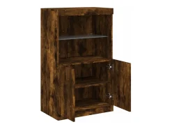 Aparador cómoda cómoda armario mueble organizador cocina salón salón con luces LED 60,5 x 37 x 100 cm marrón 02_0029888