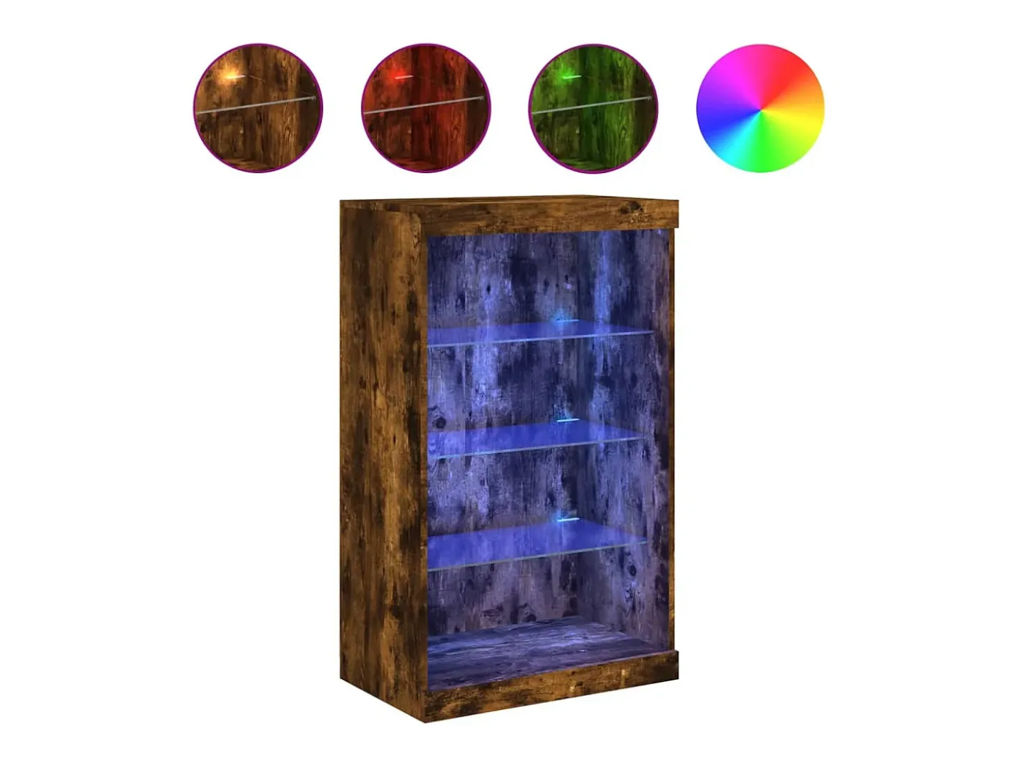 Aparador Cómoda Cómoda Armario Unidad de Almacenamiento Organizador Cocina Salón Salón con Luces LED 60,5 x 37 x 100 cm Marrón 02_0029887