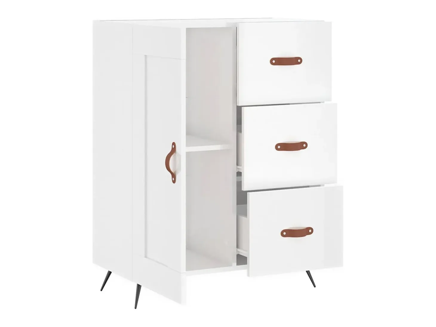 Aparador cómoda cómoda armario mueble organizador cocina salón brillante 69,5 x 34 x 90 cm madera contrachapada blanco 02_0030745