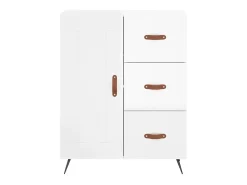 Aparador cómoda cómoda armario mueble organizador cocina salón brillante 69,5 x 34 x 90 cm madera contrachapada blanco 02_0030745