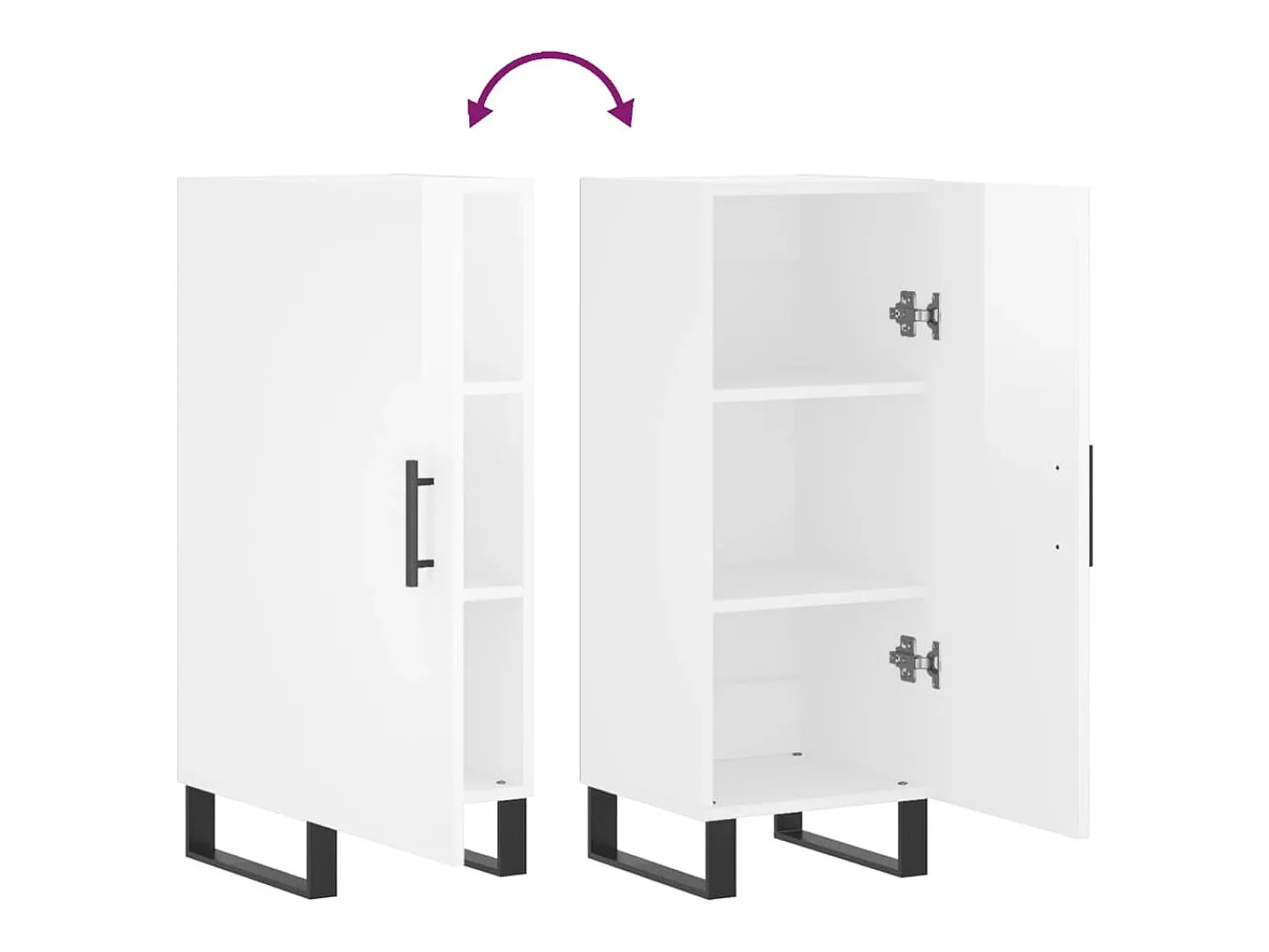Aparador cómoda cómoda armario mueble organizador cocina salón brillante 34,5 x 34 x 90 cm madera contrachapada blanco 02_0030612