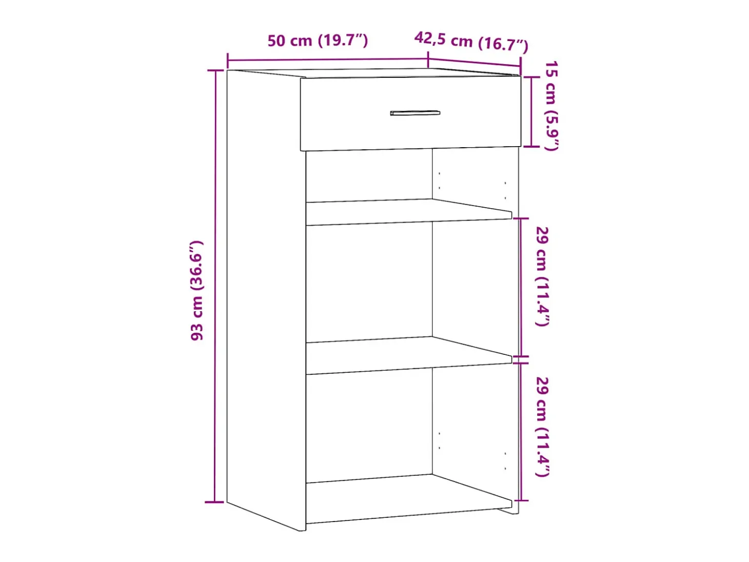 Aparador cómoda cómoda armario mueble de almacenamiento organizador cocina salón salón Sonoma 50 x 42,5 x 93 cm madera contrachapada marrón 02_0031577